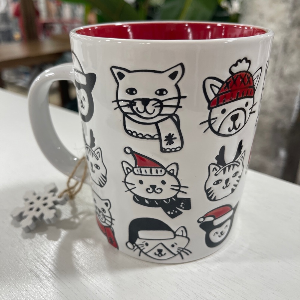 Christmas Cats in Santa Hats 🐈 🎅🏻❤️🎄 Ceramic Coffee Mug NWT Prima